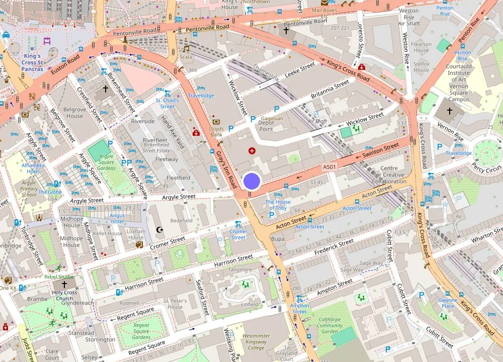 Map: Point A Hotel London Kings Cross – St Pancras